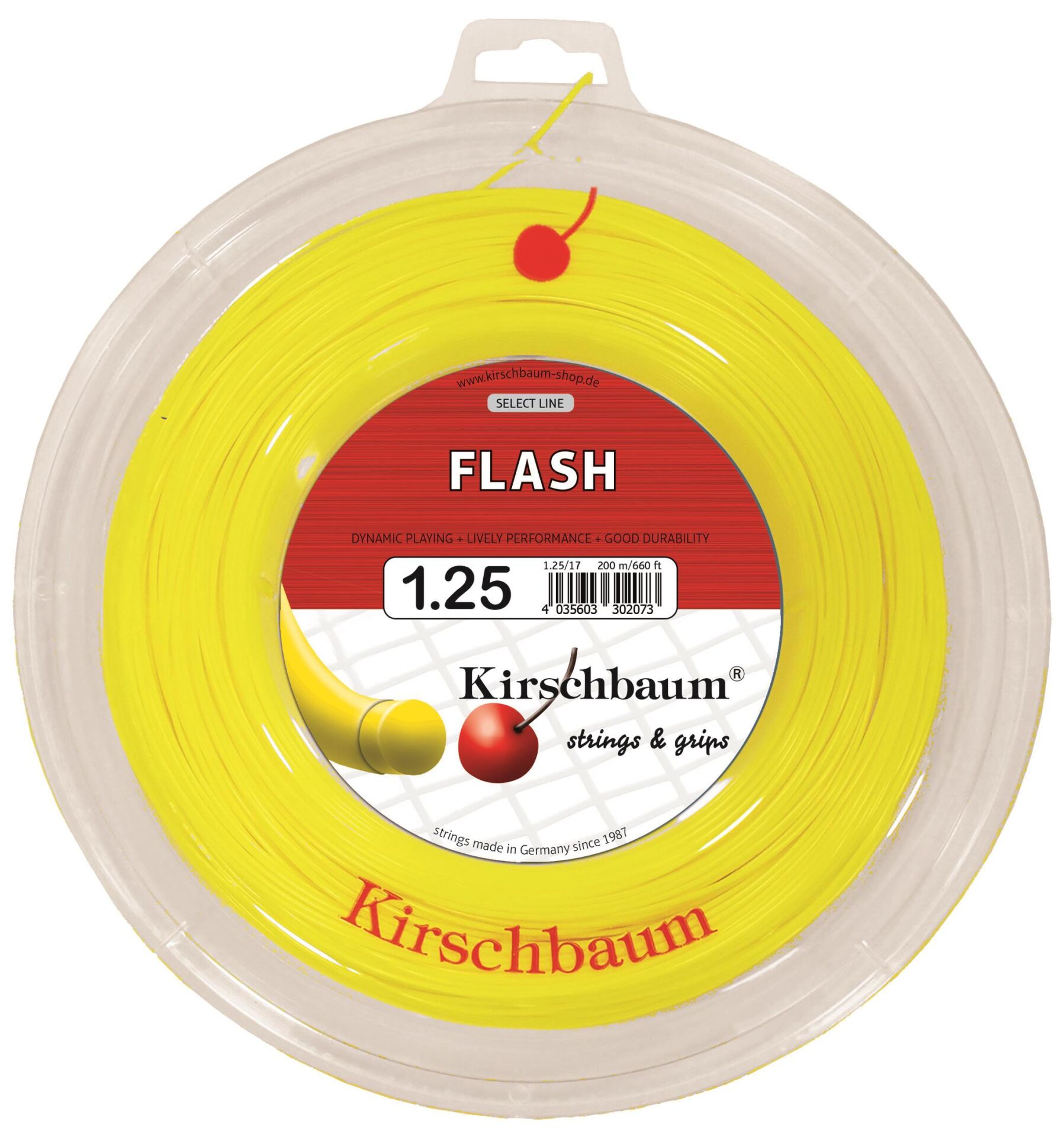 Kirschbaum 200M Reel Flash 1,25 Sarı Tenis Rulo Kordaj