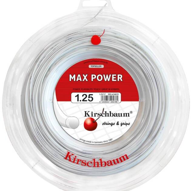 Kirschbaum  200M Reel Max Power 1,25 Beyaz Tenis Rulo Kordaj