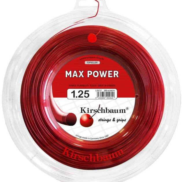 Kirschbaum  200M  Reel Max Power 1,25  Kırmızı Tenis Rulo Kordaj