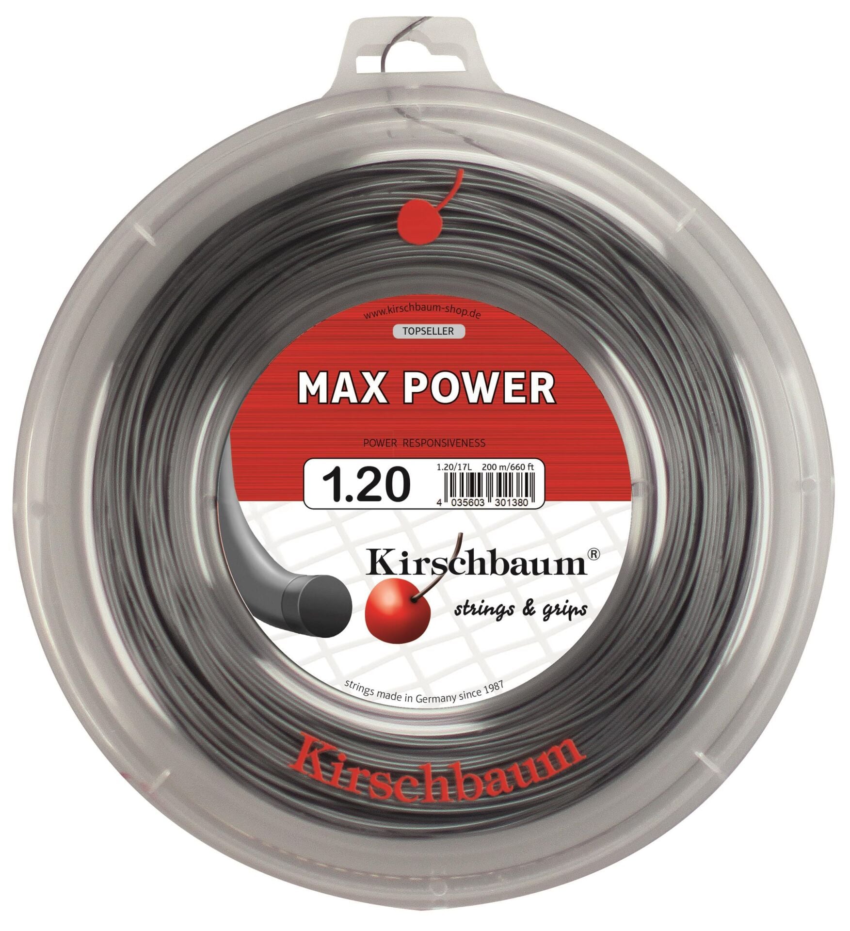 Kirschbaum 200M Reel Max Power Rough 1,20 Antrasit Tenis Rulo Kordaj