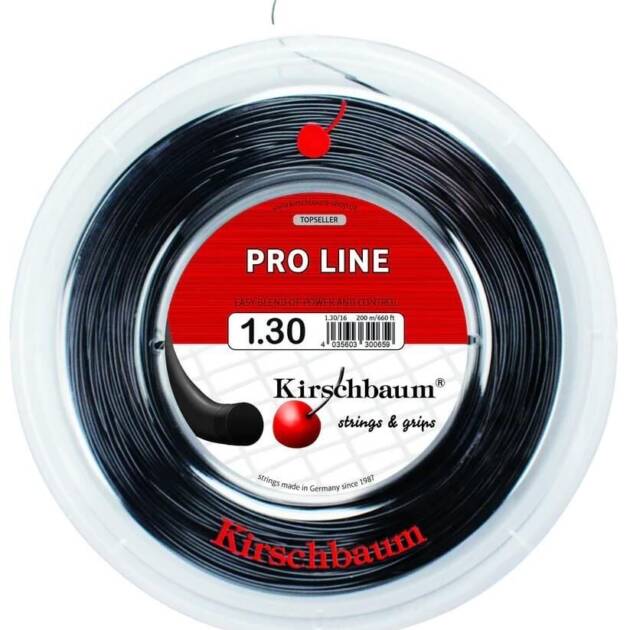 Kirschbaum 200M Reel Pro-Line 1,30 Siyah Tenis Rulo Kordaj